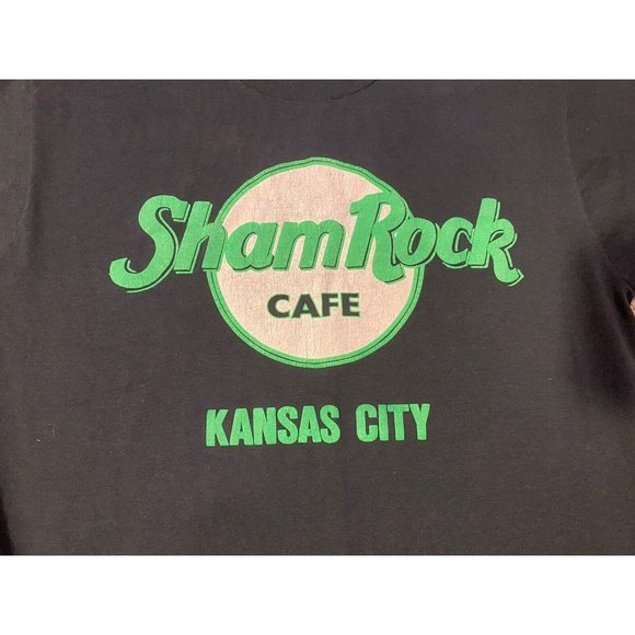 Vtg ShamRock Cafe  Kansas City Black T-Shirt Mens L Single Stitch Screen Stars - Picture 3 of 7